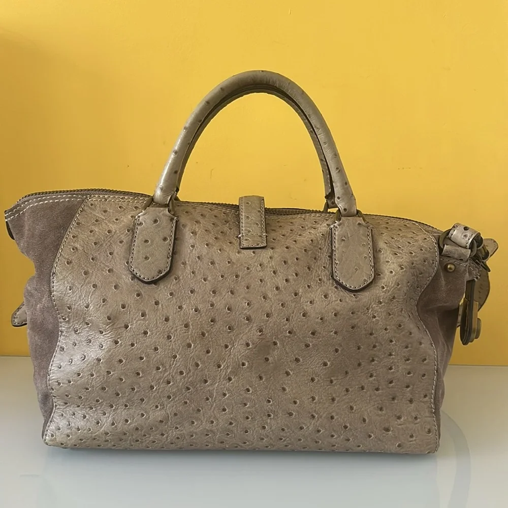 Kate Spade Westward Adventurer Satchel Taupe Ostrich Suede Large  Bag